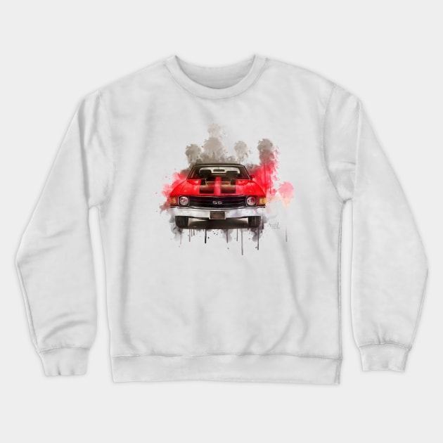 Chevy Chevelle SS Color Bomb Crewneck Sweatshirt by AaaahEeeekStudio